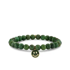 Gold & Enamel Happy Face on Verdite