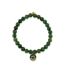 Gold & Enamel Happy Face on Verdite