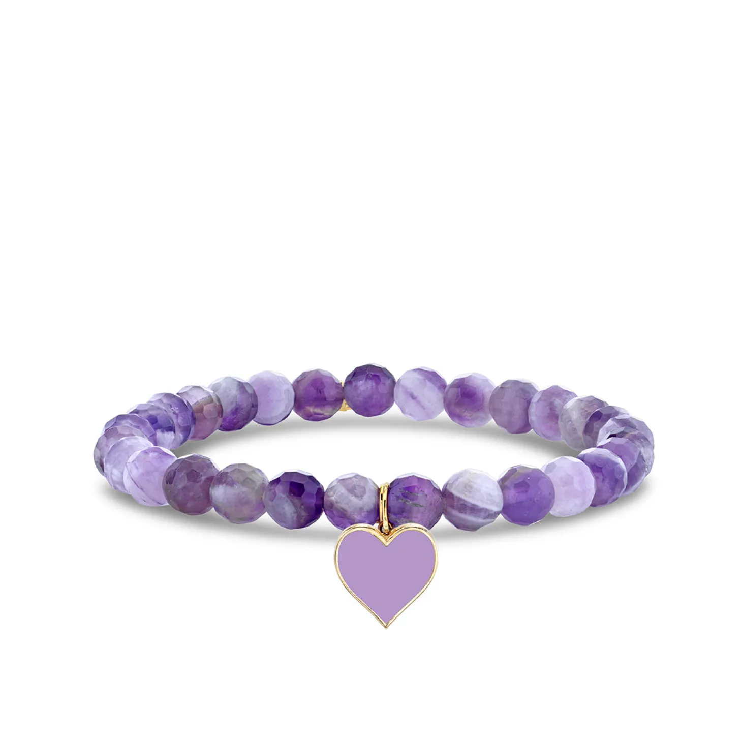 Gold & Enamel Heart on Amethyst