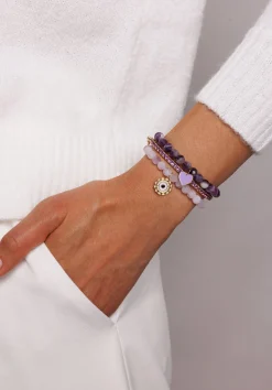 Gold & Enamel Heart on Amethyst