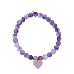 Gold & Enamel Heart on Amethyst