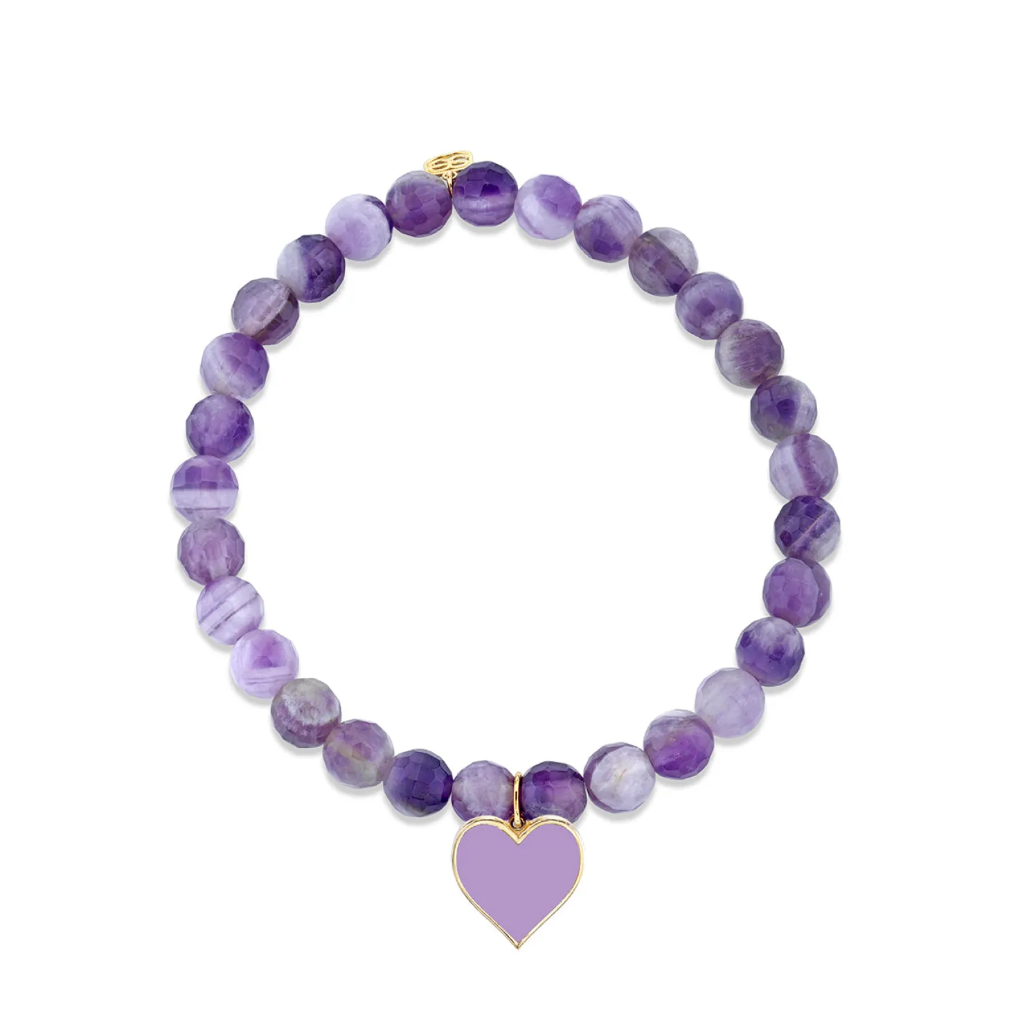 Gold & Enamel Heart on Amethyst
