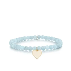 Gold & Enamel Heart on Aquamarine