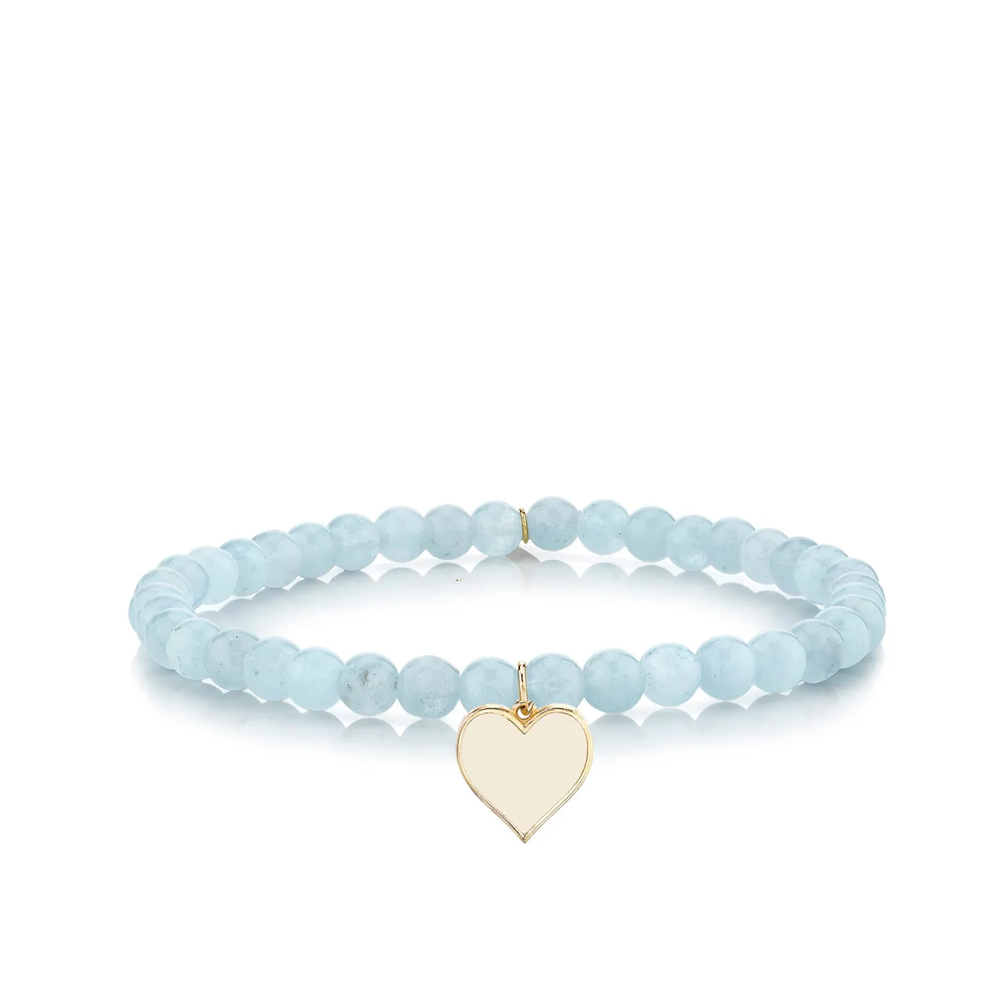 Gold & Enamel Heart on Aquamarine