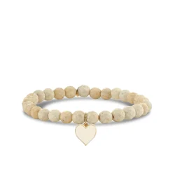 Gold & Enamel Heart on Cream Jasper