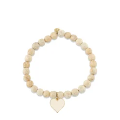Gold & Enamel Heart on Cream Jasper