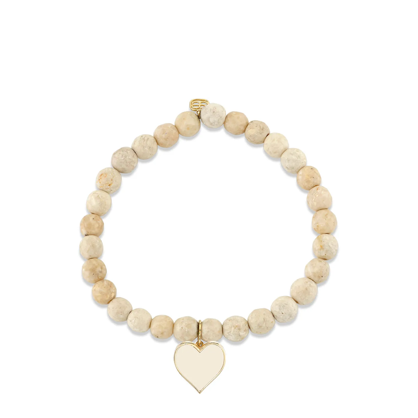 Gold & Enamel Heart on Cream Jasper