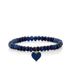 Gold & Enamel Heart on Sapphire