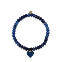 Gold & Enamel Heart on Sapphire