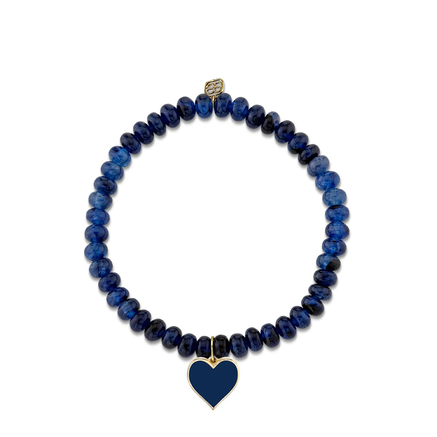Gold & Enamel Heart on Sapphire