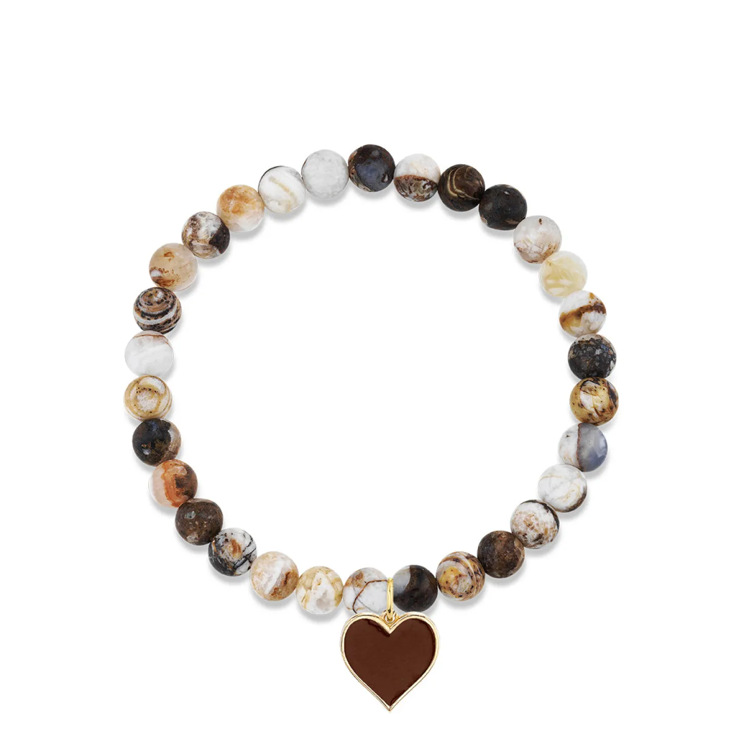 Gold & Enamel Heart on Wooden Opal