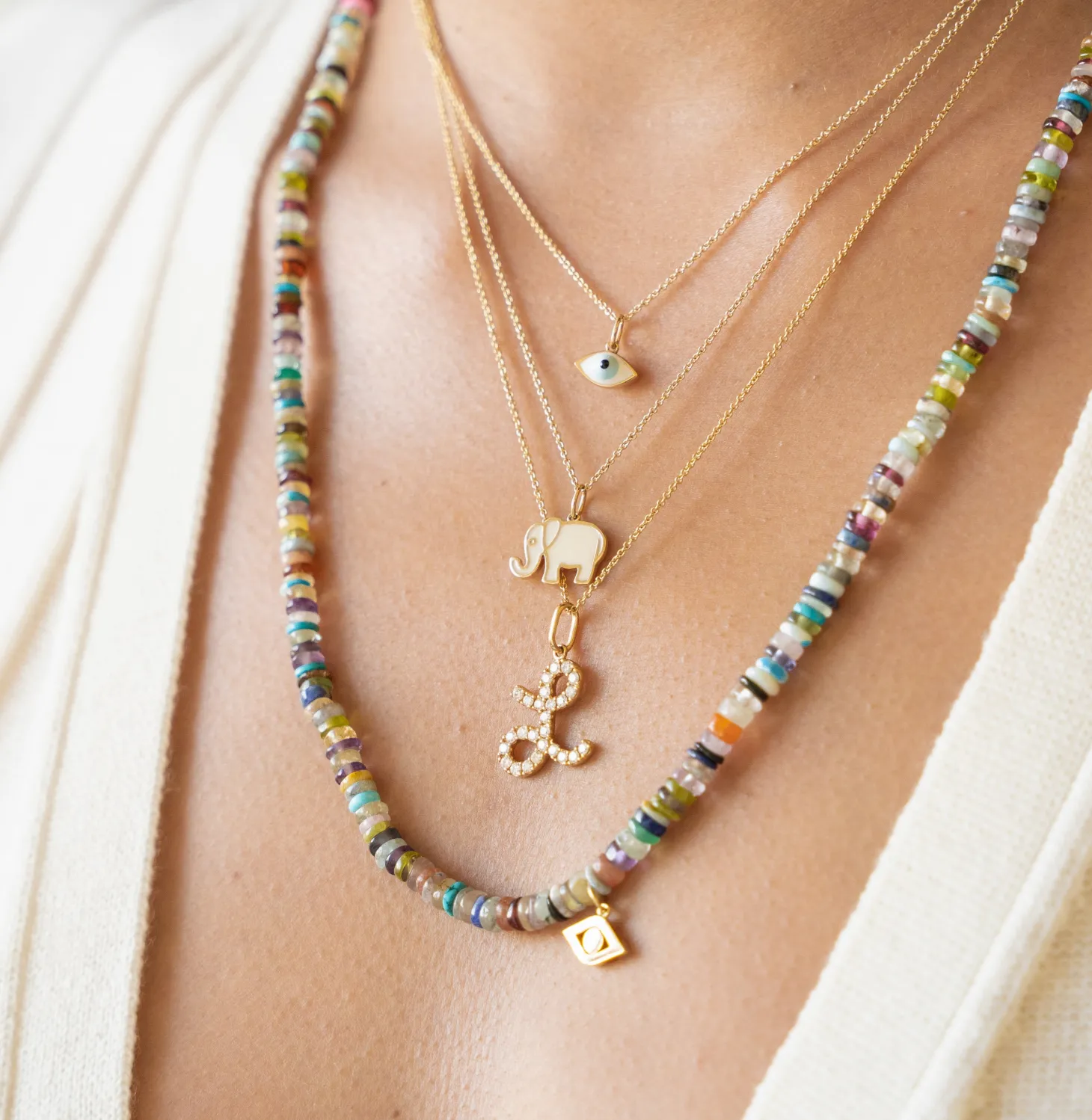 Gold & Enamel Medium Eye Charm