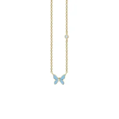 Gold & Enamel Mini Butterfly Necklace