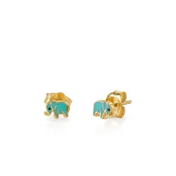 Gold & Enamel Mini Elephant Stud