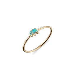 Gold & Enamel Mini Elephant Ring