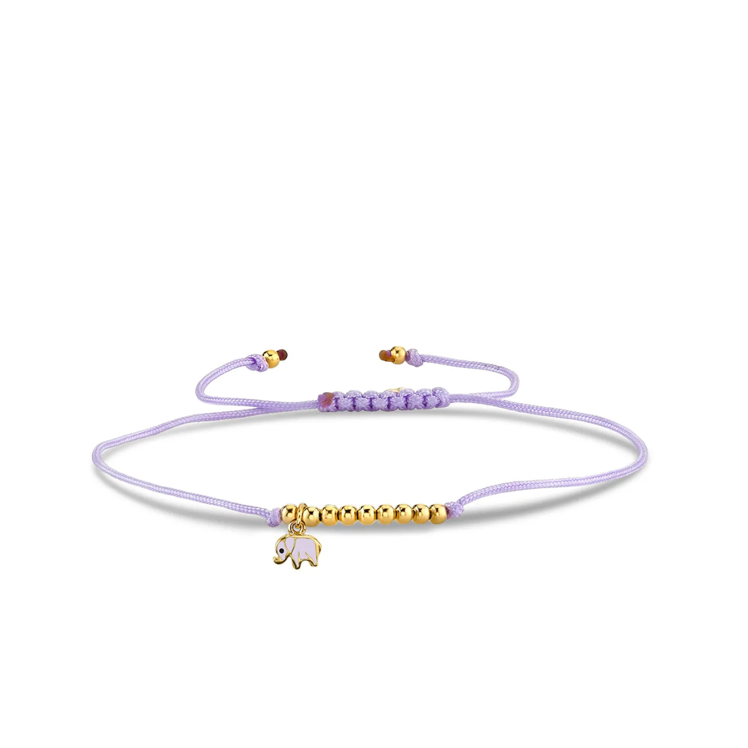 Gold & Enamel Mini Elephant Cord Bracelet