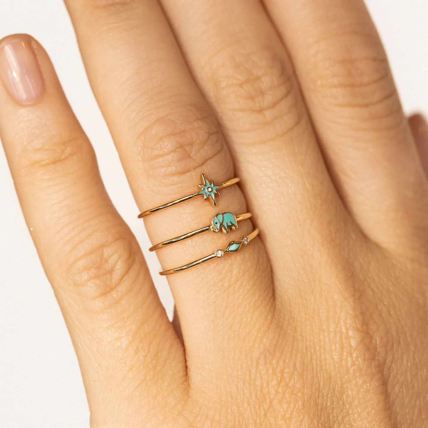 Gold & Enamel Mini Elephant Ring