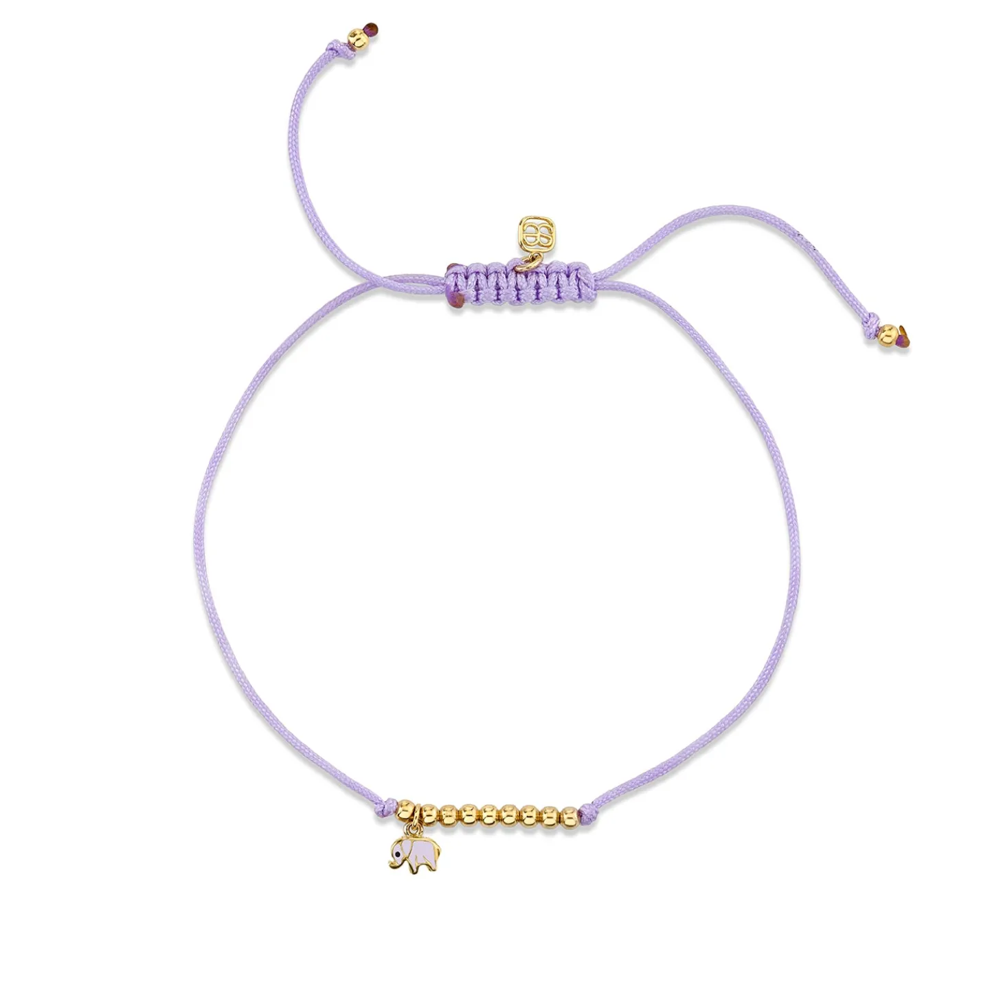 Gold & Enamel Mini Elephant Cord Bracelet