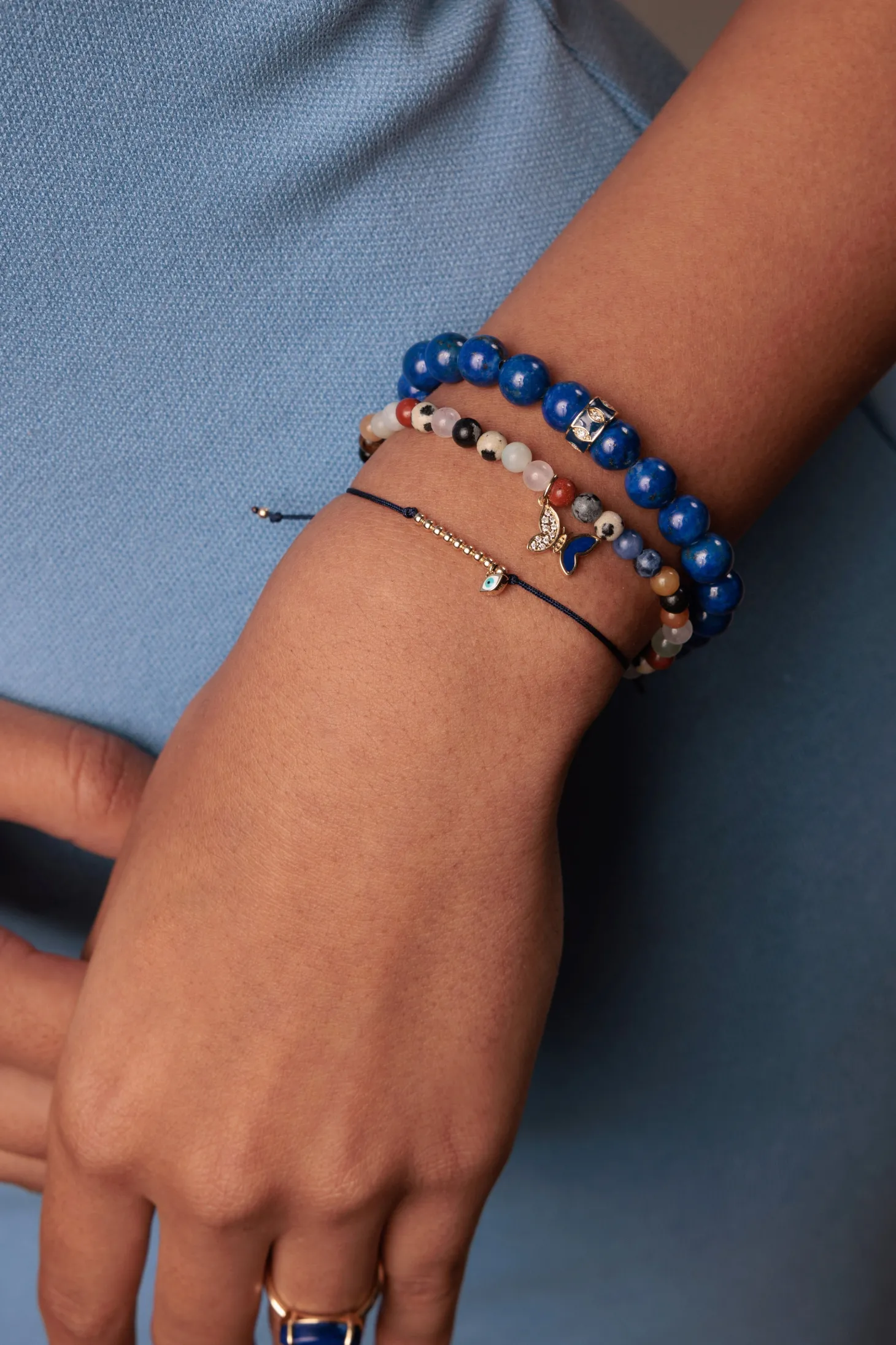 Gold & Enamel Mini Eye Cord Bracelet