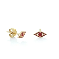 Gold & Enamel Mini Eye Stud