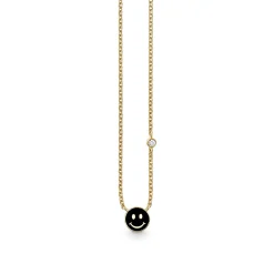 Gold & Enamel Mini Happy Face Necklace