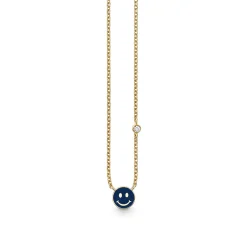 Gold & Enamel Mini Happy Face Necklace