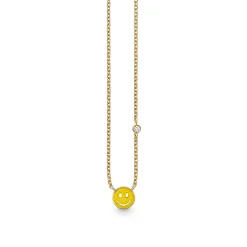 Gold & Enamel Mini Happy Face Necklace
