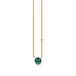Gold & Enamel Mini Happy Face Necklace
