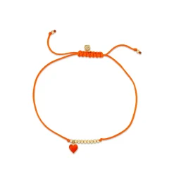 Gold & Enamel Mini Heart Cord Bracelet