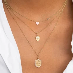 Gold & Enamel Mini Heart Necklace