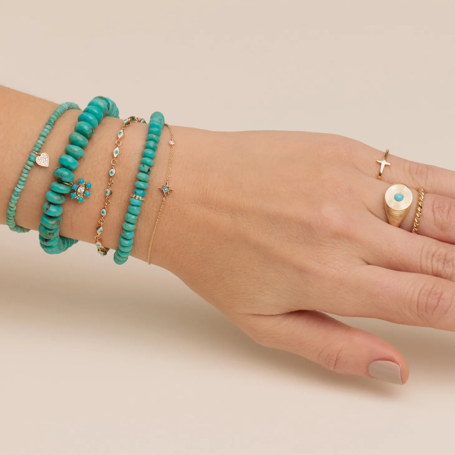 Gold & Enamel Mini Starburst Bracelet