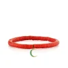 Gold & Enamel Moon on Coral Heishi