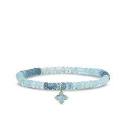 Gold & Enamel Moroccan Flower on Aqua