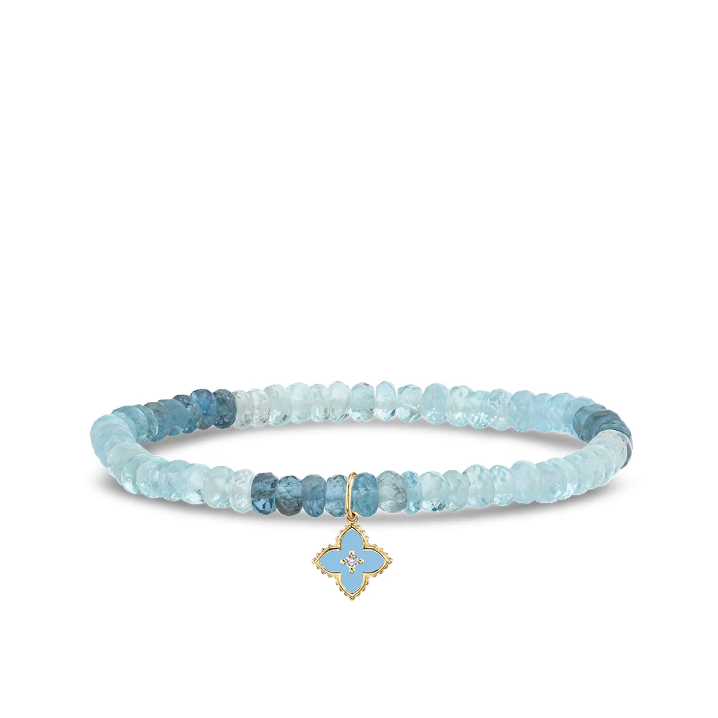 Gold & Enamel Moroccan Flower on Aqua