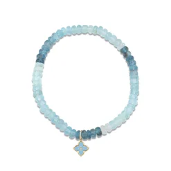 Gold & Enamel Moroccan Flower on Aqua