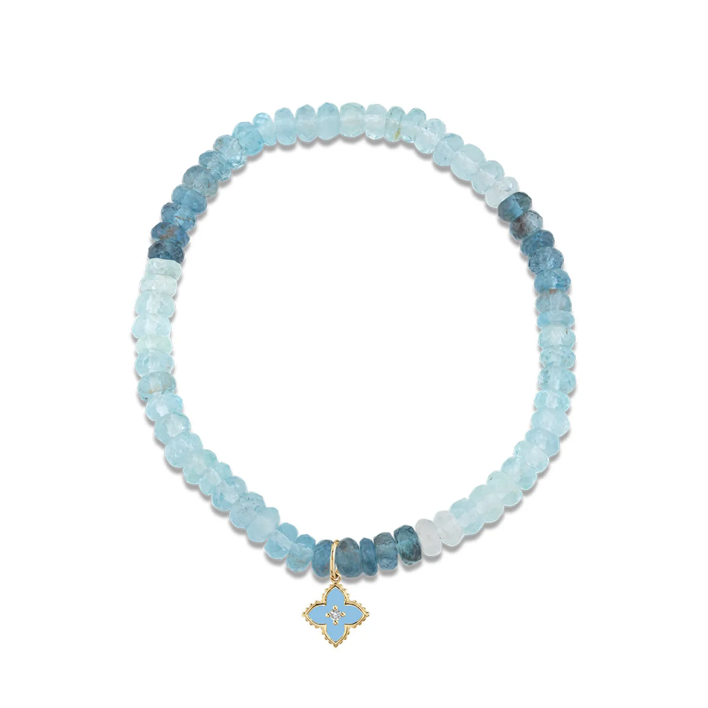 Gold & Enamel Moroccan Flower on Aqua