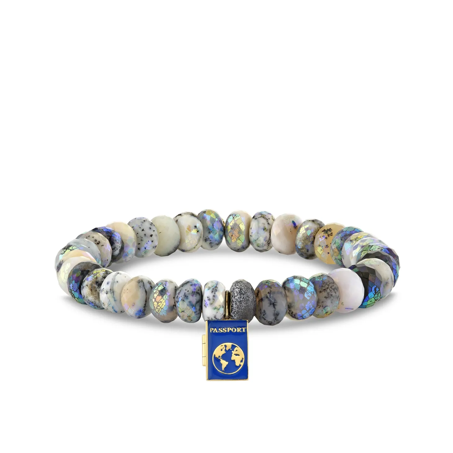 Gold & Enamel Passport On AB Dendrite Opal