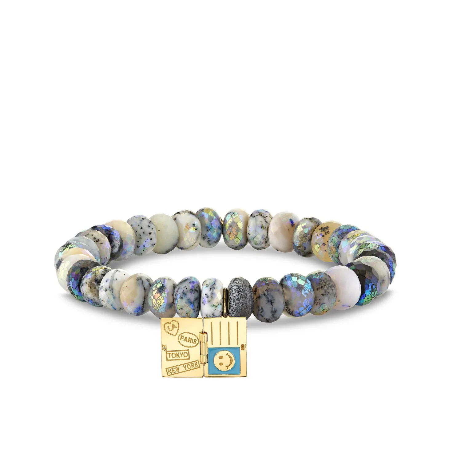 Gold & Enamel Passport On AB Dendrite Opal