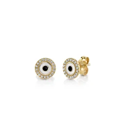 Gold & Enamel Small Eye Stud