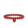 Gold & Enamel Small Heart on Red Sea Bamboo
