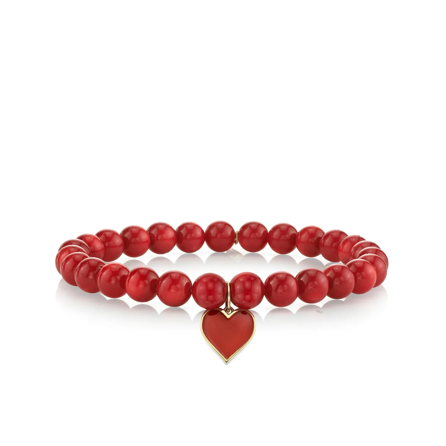 Gold & Enamel Small Heart on Red Sea Bamboo