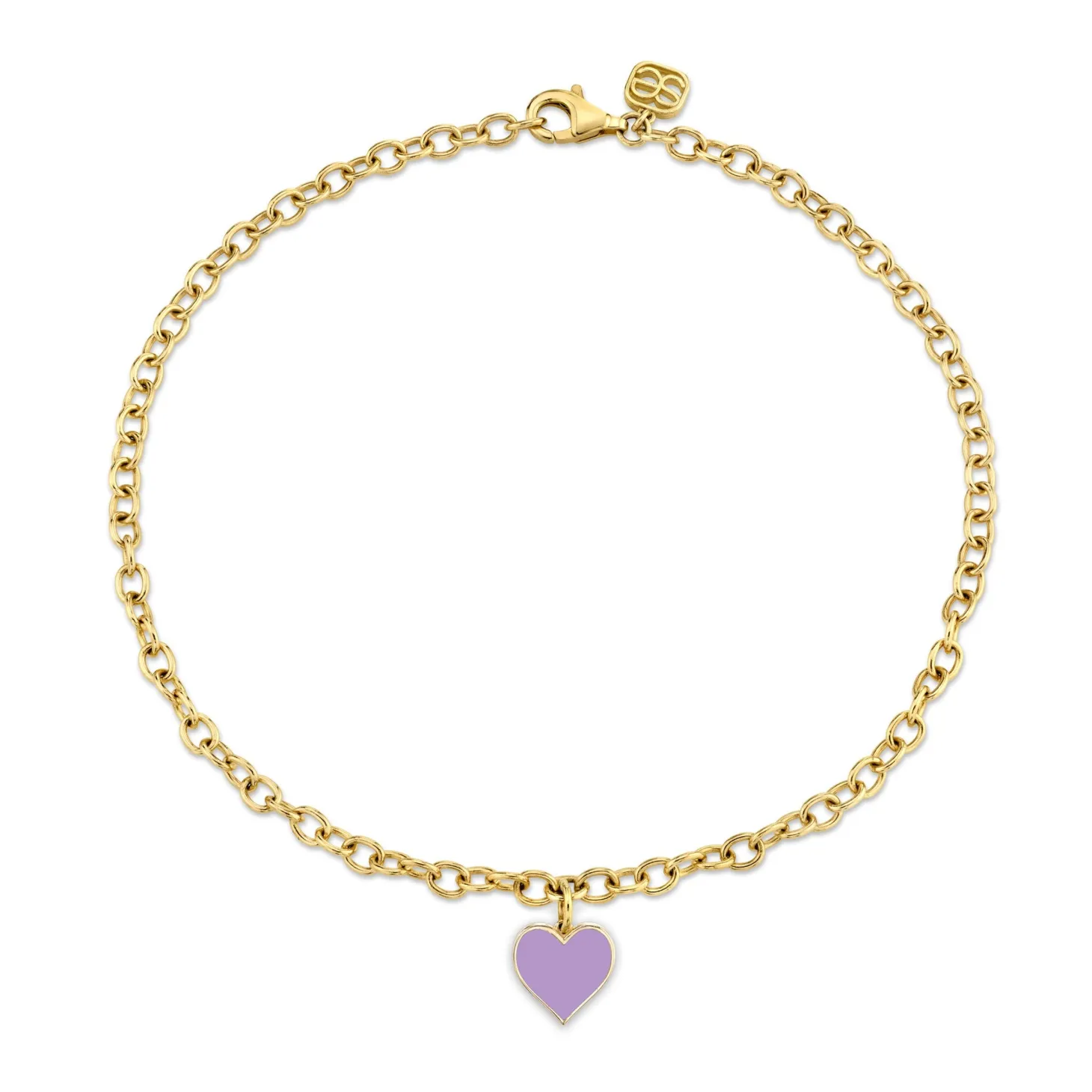 Gold & Enamel Small Heart Anklet