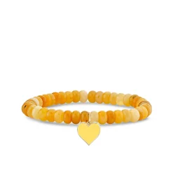 Gold & Enamel Small Heart on Honey Jade