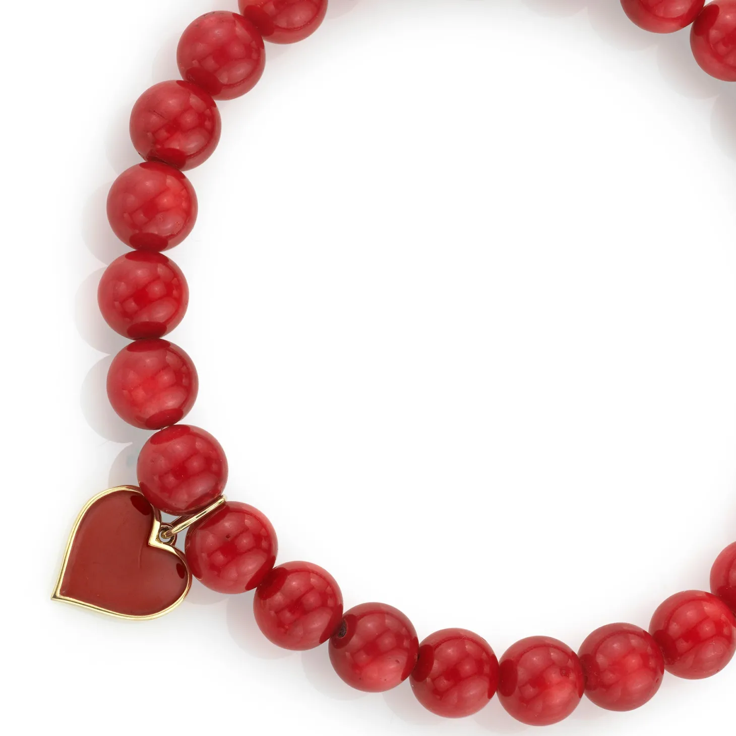 Gold & Enamel Small Heart on Red Sea Bamboo