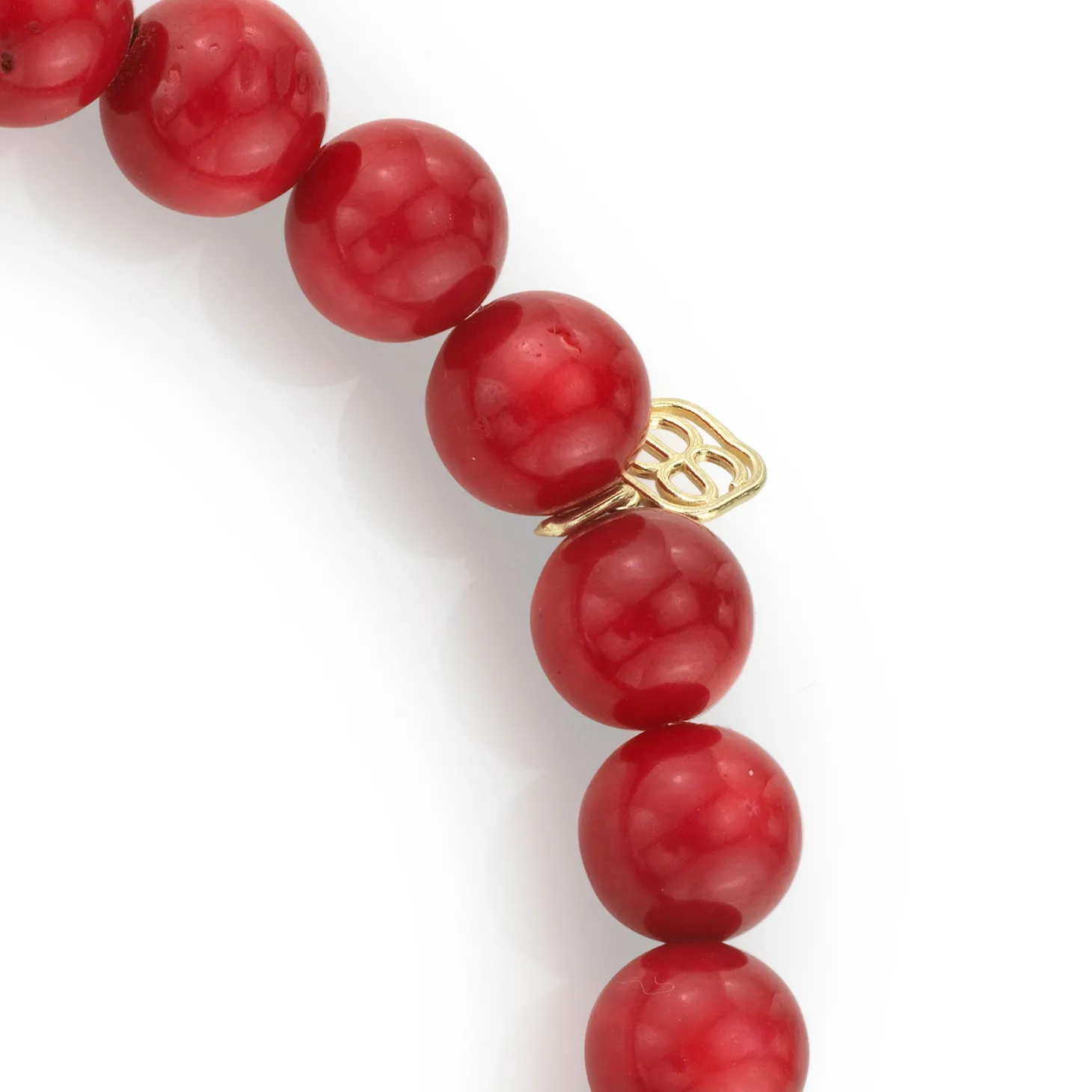 Gold & Enamel Small Heart on Red Sea Bamboo