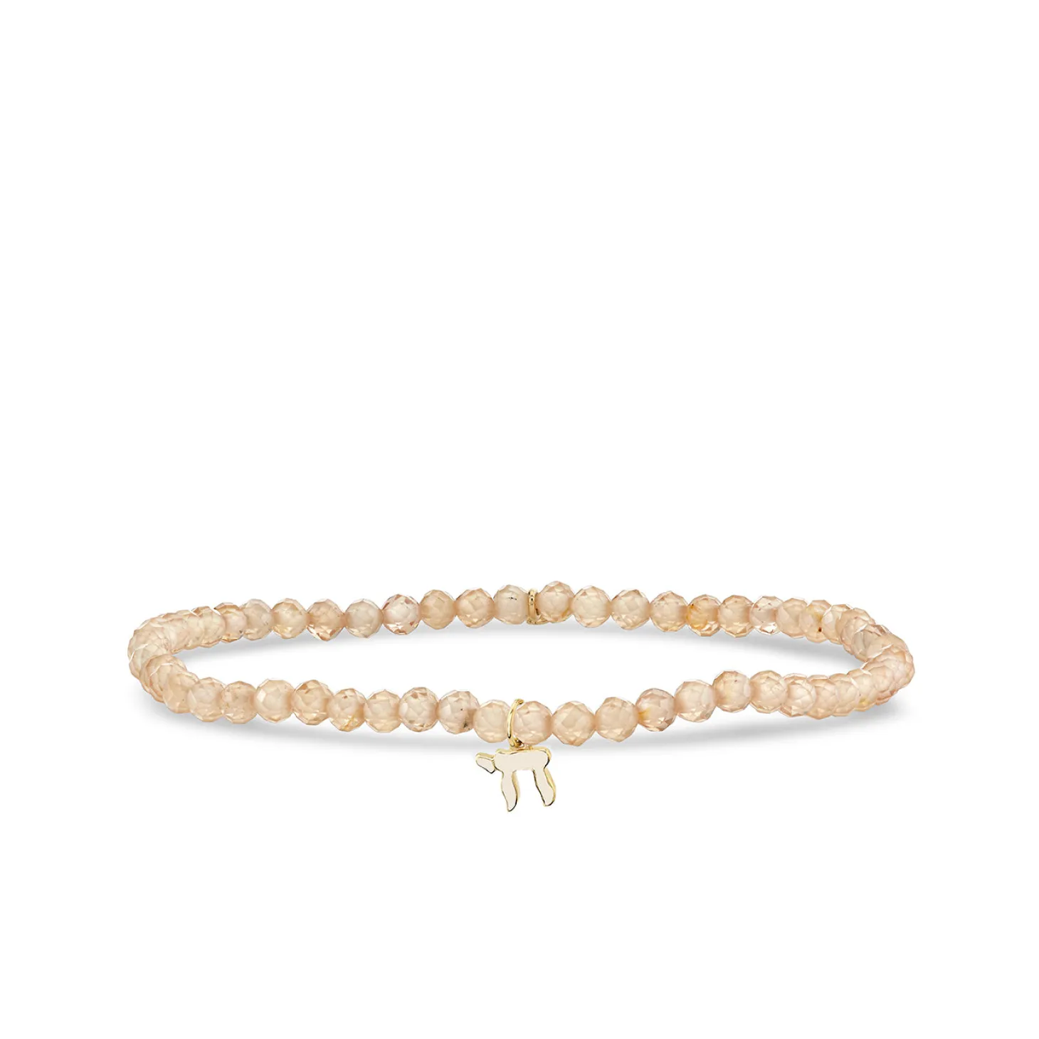 Gold & Enamel Tiny Chai on Beige Zircon