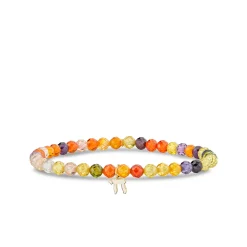 Gold & Enamel Tiny Chai on Multicolor Zircon