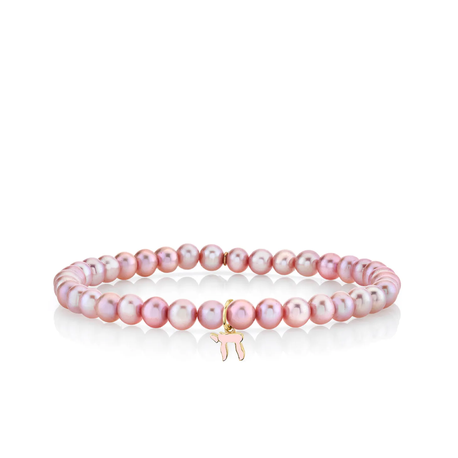 Gold & Enamel Tiny Chai on Rose Pearls