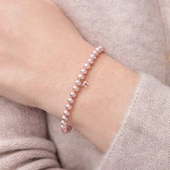 Gold & Enamel Tiny Chai on Rose Pearls