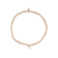 Gold & Enamel Tiny Chai on Beige Zircon